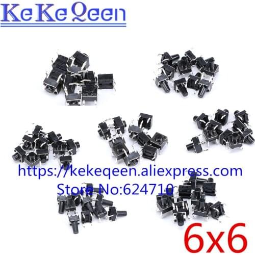 7 Values 140pcs 6*6*4.3/5/6/7/8/9/10mm Tact Switch Tactile Push Button Switch Kit Sets DIP 4P Micro Switch High Quality