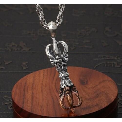 925 sterling Silver Vajra MEN WOMEN Charm tag pendant jewelry gift (without chain) A2807