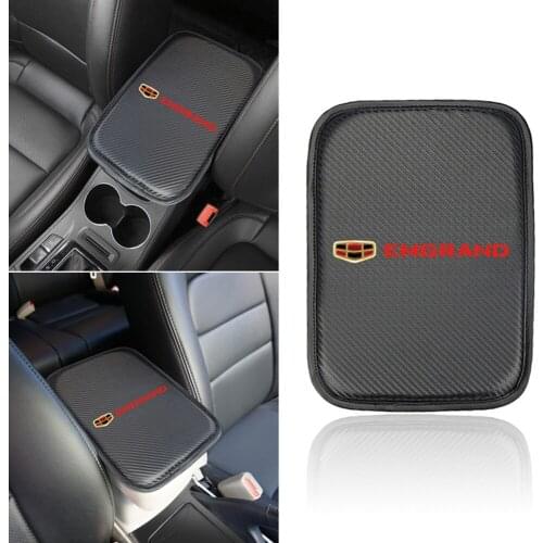 VEHICAR Car Armrests Storage Box Mats Armrest Mat Dust-proof EMGRAND Carbon Fiber Leather Auto Arm Rest Cushion Pads Universal