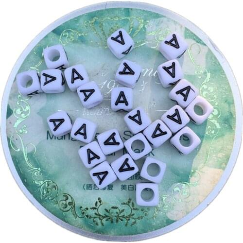 Free Shipping 2600PCS/Lot 6*6MM Cube Square Acrylic Letters Beads Single Initial A Printing plastic Acrylic DIY Jewelry Beads