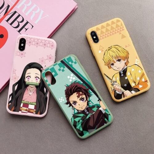 Cartoon Japan Anime Demon Slayer Phone Case For iPhone 12 XS MAX 7 XR 11 Pro SE20 X 8Plus Kimetsu No Yaiba Soft TPU Cover Fundas
