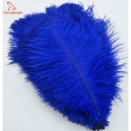 ChengBright 100Pcs/Lot Royal blue Ostrich Feathers For Crafts 15-70CM Carnival Costumes Party Home Wedding Decorations Plumes
