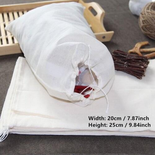 Felicoalice 2pcs 20*25cm Cotton Materials Tea Strain Bags Medicinal Muslin Drawstring Hash Bubble Herb Filter Bag
