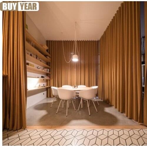 French American High-end Retro Caramel Blackout Velvet Curtains for Living Room Bedroom Curtains Velvet Curtains Finished