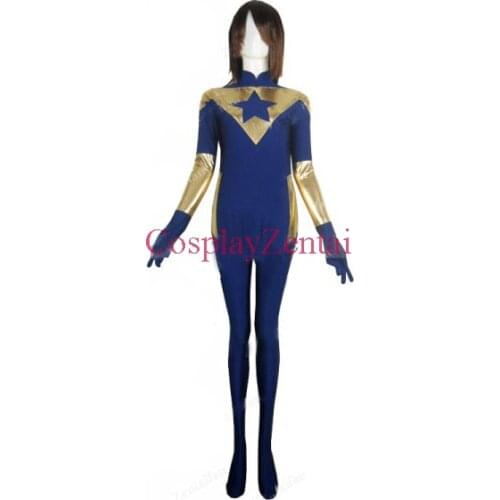Booster Gold Film Version Spandex Superhero Costume Five Stars Zentai Suit