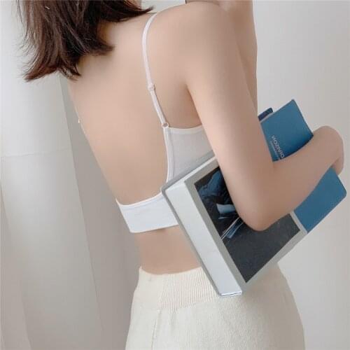 Beautiful U-back Modal bras women wire free Spaghetti straps bra traceless Girlish women Sleep underwear vest chest wrap YHS9005