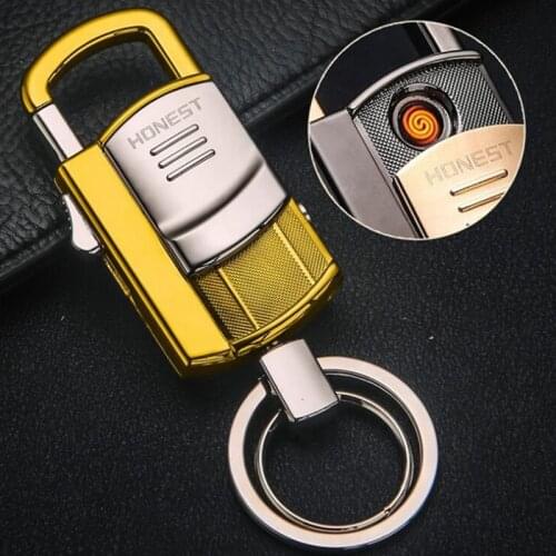 Creative USB Rechargeable Keychain Turbo Lighter Windproof Cool Electric Lighter Dropship Suppliers Smoke Accesoires
