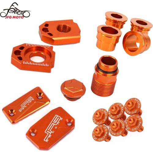 Motorbike Reservoir Fluid Cover Reservoir Cap Axle Block Rear Wheel Hub Spacers Bolts Front For KTM SX125 SX150 SX450 XCF SXF