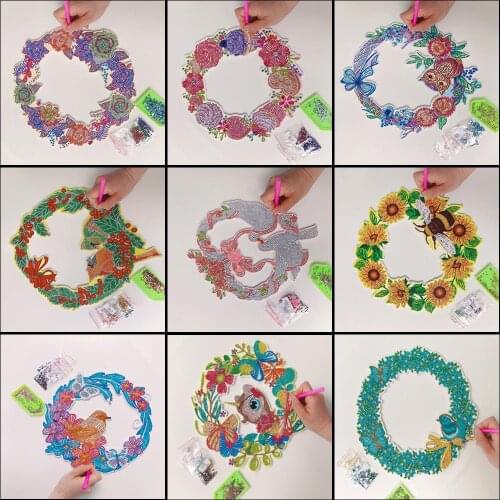 New 5D Diamond Painting Embroidery Special-Shaped Diamond Diamond Hanging Animal Wreath Kit For Home Door Wall Decoration Gifts