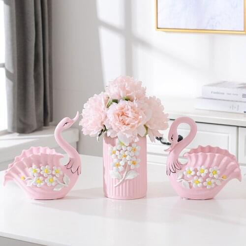 The Nordic Pink Ceramic Vase Decoration Home Decorations Creative Dried Living Room Cabinet Hipster Flower Flower wedding decor