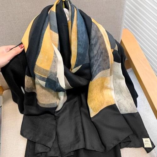 2021 Newest Women Geometry Printed Scarf Ombre Pattern Cotton Scarf Luxury Scarf Shawls Wraps Hijabs