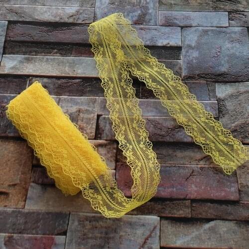 Wholesale 10 Yards 35 MM Width Golden Yellow Bilateral Lace Ribbon For Sewing Decoration DIY jewelry Clothing Accessories