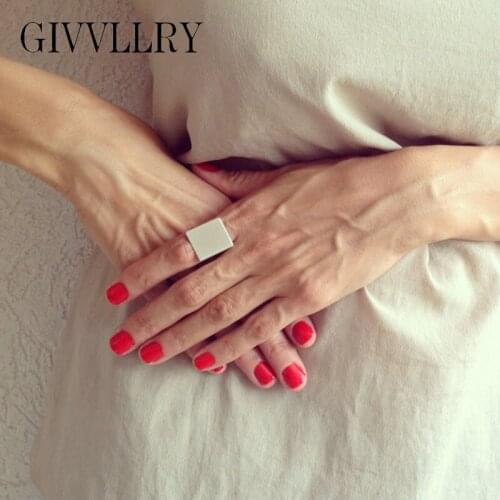 Punk Square Geometric Rings for Women Knuckle Jewelry Fashion Elegant Minimalist Hip Hop Gold Wide Korean Ring Female Men