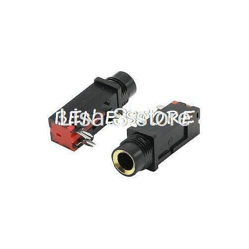 Pair 6.35mm Socket 3 Pin Audio Stereo Jack Panel Mount Connector