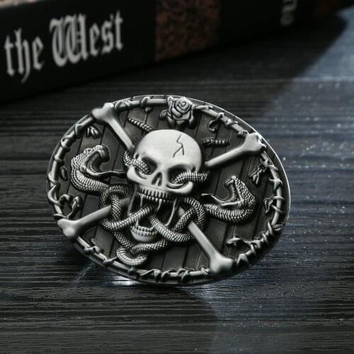 Western cowboy belt buckle skull zinc alloy personalized mens belt accessories suitable for 4.0 belts