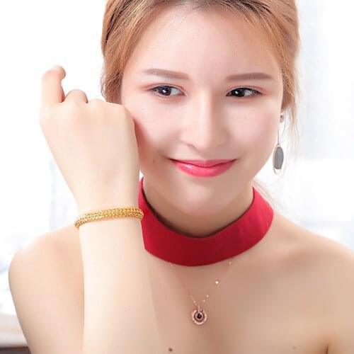 19CM 24K Gold Plated Copper Alloy Luxury Retro Style All-Match Classic Ladies Bracelet For Women Gift To Girlfriend Jewelry