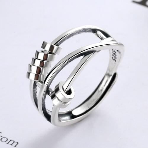 SA SILVERAGE Three Ring Finger Ring Multi Ring Silver Jewelry Couple Rings Mens Open Ring S925 Sterling Silver Fashion Womens