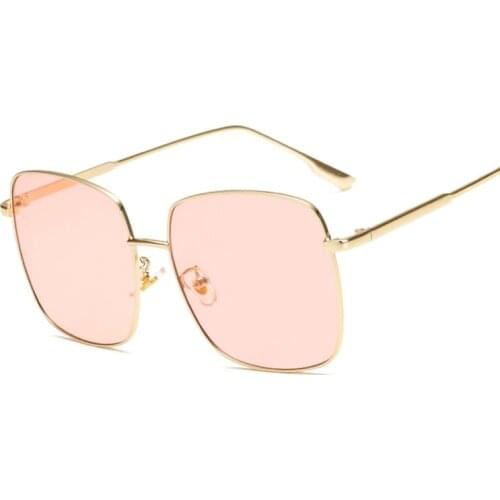New Fashion Vintage Sunglasses Women Luxury Square Sun Glasses Female Brand Designer Retro Big Frame Metal Mirror Oculos De Sol