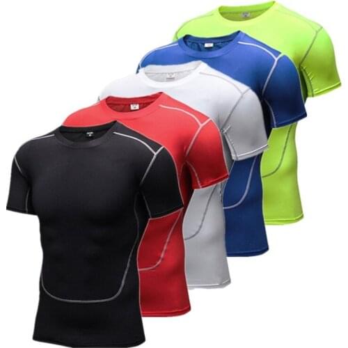 Sports Short-sleeved Mens Stretch Quick-drying T-shirt Tights Football Training Shirts Running Fitness Clothes Tee Shirt Sport
