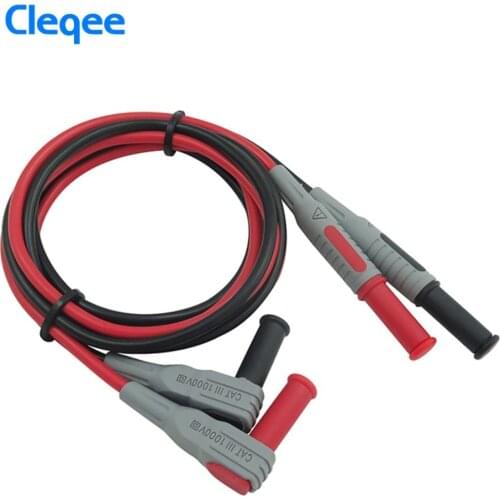 Free shiping Cleqee P1033 Multimeter Test Cable Injection Molded 4mm Banana Plug Test Line Straight to Curved Test Cable