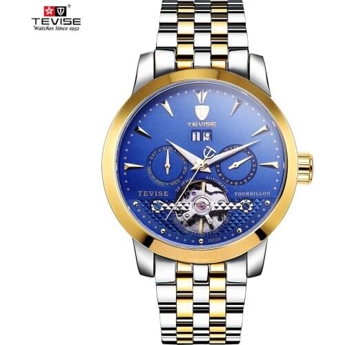 TEVISE Mechanical Watches Complete Calendar Auto Date Luminous 24 Jewel Tourbillon Automatic Watch Men Luxury Clock Men 2020 NEW
