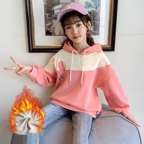 Girls' Hoodies Sweatshirts Kids Outwear 2021 Beautiful Velvet Thicken Warm Winter Autumn Cotton Fleece Outdoor Childrens Clothi