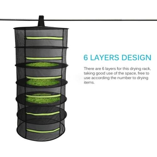 Heavy Duty Drying Rack Hanging Dry Net 4/6 Layers Foldable Dry Rack Bag Mesh Dryer Net for Herbs Flowers Plants Buds