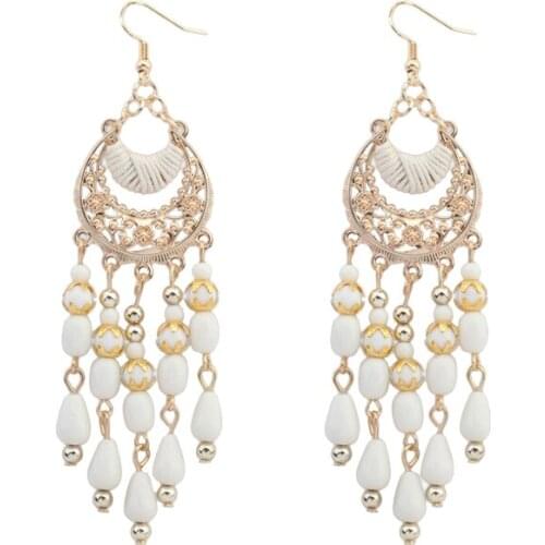 Vintage ethnic bohemian tassel handmade beaded earrings