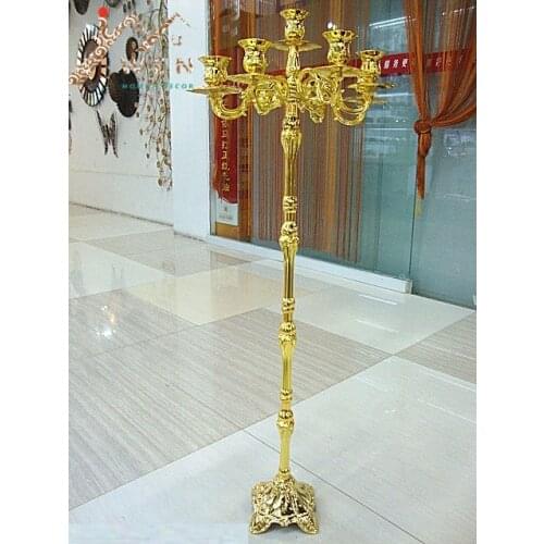 IMUWEN Tallest gold candelabra 103cm height 7-arms candle holder wedding candelabrum unique shiny silver decorative candle stand