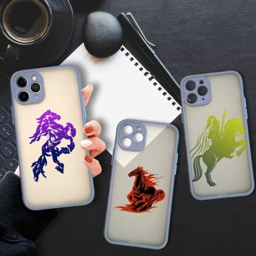 Knight Cool Horse Minimalist Phone Case Colorful Trasparent For IPhone 11 12 Pro Max Mini XR X XS 7 8 Plus Gray Cover