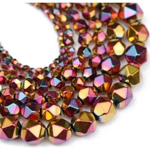 YHBZRET Rose Red Faceted Round Hematite Natural Stone beads 3/4/6/8/10MM Loose Beads for Jewelry Making Diy Bracelet Accessories