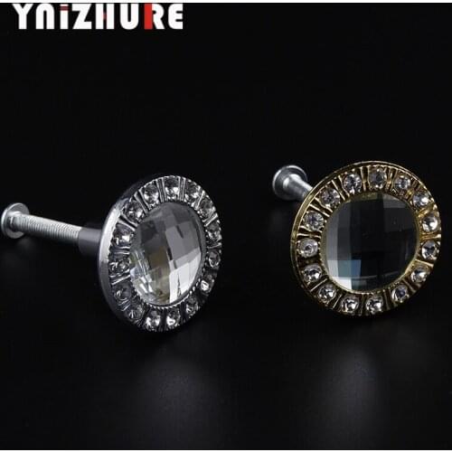 YNIZHURE 30mm Diamond Design Clear Crystal Glass Knobs Cupboard Drawer Pull Kitchen Cabinet Wardrobe Handles Furniture Hardware