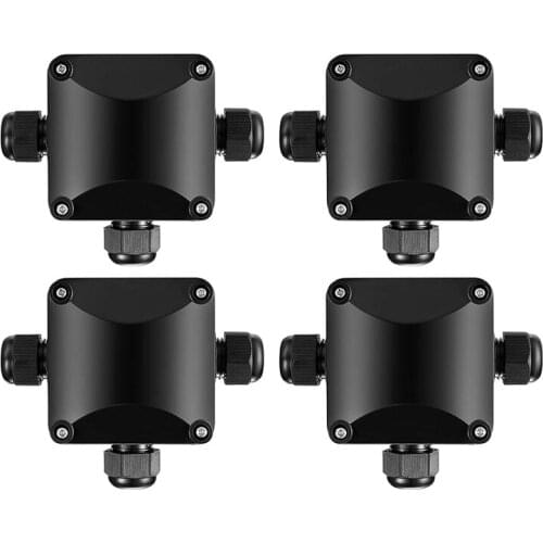 4Pcs Junction Boxes IP68 3-Way Cable Connectors Ø 5.5mm-10.5mm External Outdoor Electrical Cable Junction Box