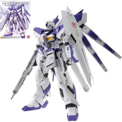 BANDAI Hi-V Gundam MG 1/100 Hi-Nu Ka Ver Model Kids Assembled Toy Robot Anime Action Figure Collections Puzzle Gift For Children