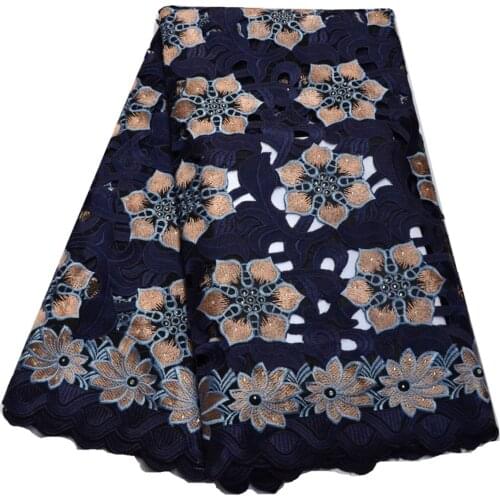 Free Shipping 2021 new design black High quality hand cut wedding lace African Fabric 5 Yards Cotton Swiss Voile Lace-N88195