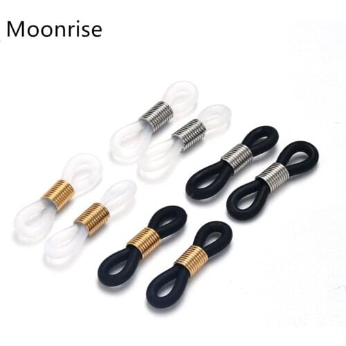 30-50pcs Anti-slip Rubber Ends Connector Holder Stainless Steel Retainer for Eyeglass Chain Necklace