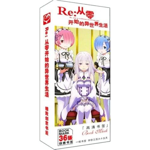 36 Pcs/Box Re:Life in a different world from zero Anime Paper Bookmark Stationery Bookmarks Book Holder Message Card Gift