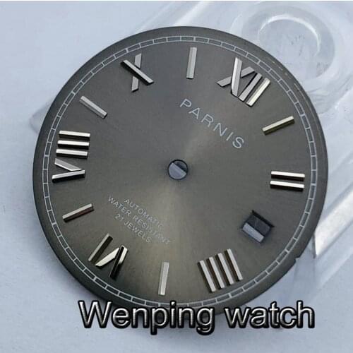 PARNIS 30.8mm Gray Watch Dial Suitable For Miyota 8205 8215 821A,Mingzhu DG2813 3804 Seagull ST1612 Movement