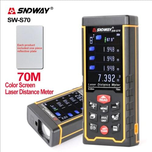 SNDWAY Range Flinder Digital Laser Distance Meter Colorful Screen Range Finder Rangefinder Laser Measure Tape SW-S50/70/100
