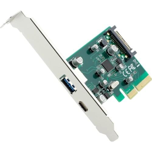 10Gbps USB 3.1 USB-C Type-A + Type-C PCI-e Controller Card PCI Express 4x to USB3.1 Type C + A Converter Adapter Add on Cards
