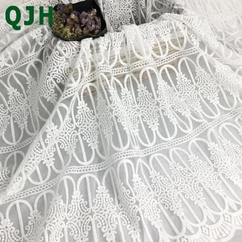 Classic 5yards White African Lace Fabric Nigerian Soft Guipure Cord Lace Trim Embroidery Women Wedding Dress Tulle Mesh Fabrics