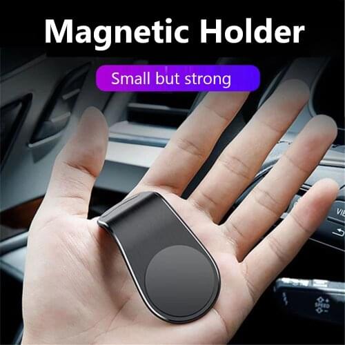 L shape Magnetic Car Phone Holder 360 Metal Air Vent Mount Mobile Stand GPS Support For iPhone 12 11 Pro X Max 8 7 Xiaomi HuaWei