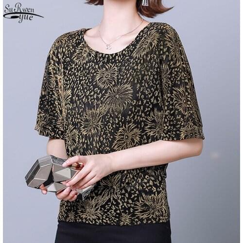 Fashion New Elegant Shiny Sequin Blouse Tunic Glitter Shirt Tops Women Blouse Plus Size Silver Golden Shine Womens Blouse 15769