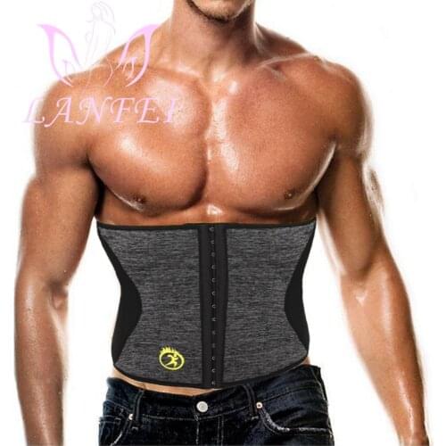 LANFEI Men Hot Neoprene Waist Trainer Trimmer Belt Workout Fitness Slimming Corset Shapwear Sauna Sweat Body Shaper Strap Girdle