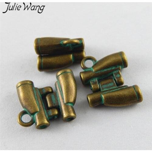 Julie Wang 10pcs Antique Bronze Fold Telescope Shape Charms For Jewelry Making Necklace Earrings Pendant Metal DIY Accessories