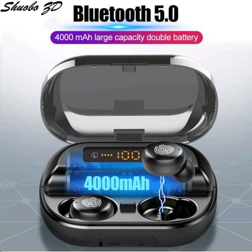 New TWS 5.0 Bluetooth 9D Stereo Earphone Wireless Earphones IPX7 Waterproof Earphones Sport Earphone With 4000mAh Power Bank