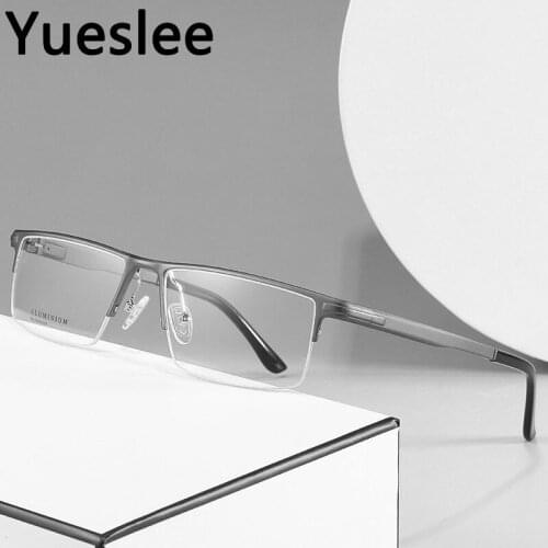 47427 Aluminum Men Glasses Optical Computer Glasses Frame Glasses Lock Blue Light Men Myopia Fashion Clear Korea Gaming Eyewear
