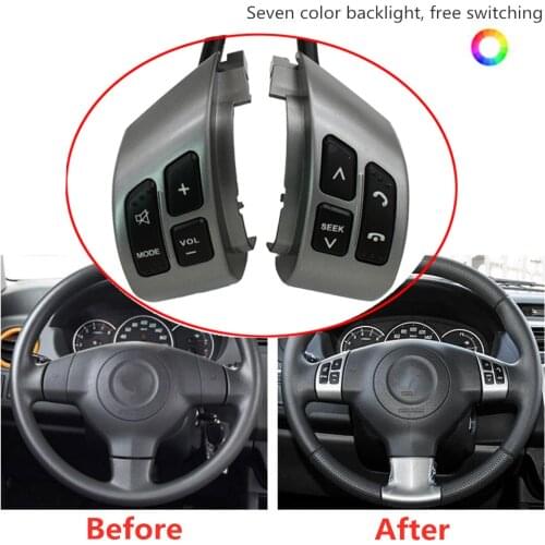 Car Steering Wheel Switch Audio Volume Bluetooth Phone Media Control Button For Suzuki SX4 Swift 2006-2013 Seven color backlight