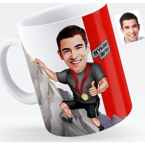Personalized Mr Mountaineer Caricature Of White Mug cup