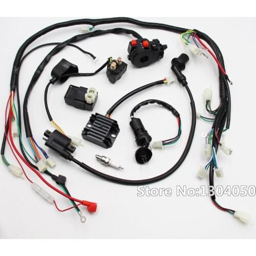 FULL ELECTRICS GY6 125 150CC ATV QUAD Coolster WIRING HARNESS SWITCH IGNITION COIL SPARK PLUG RELAY KIT new